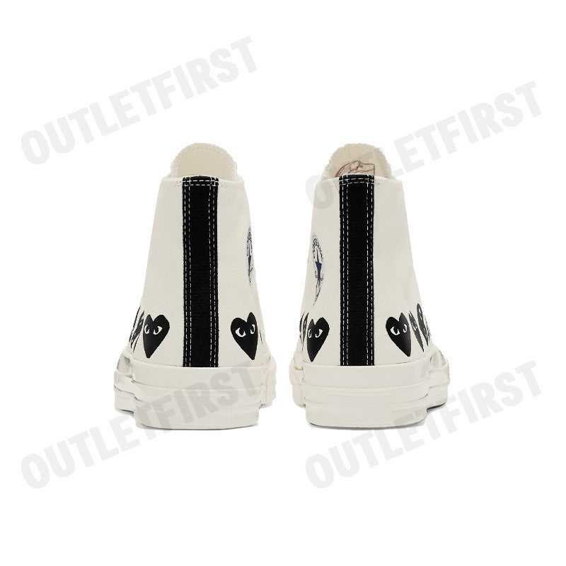 PLAY COMME DES GARÇONS X CONVERSE รุ่น CHUCK 70 MULTI HEART CODE: A08148C รองเท้าผ้าใบ รองเท้าข้อยาว รองเท้ายูนิเซ็กส์