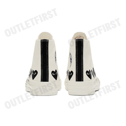 PLAY COMME DES GARÇONS X CONVERSE รุ่น CHUCK 70 MULTI HEART CODE: A08148C รองเท้าผ้าใบ รองเท้าข้อยาว รองเท้ายูนิเซ็กส์