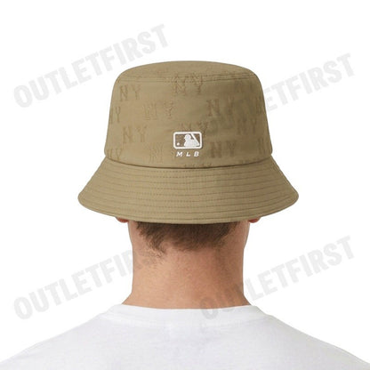 MLB รุ่น JACQUARD EMBO MONOGRAM BUCKET HAT CODE: 3AHTM014N 50BGS หมวกบักเก็ต หมวกสีเบจ หมวกเอ็มแอลบี