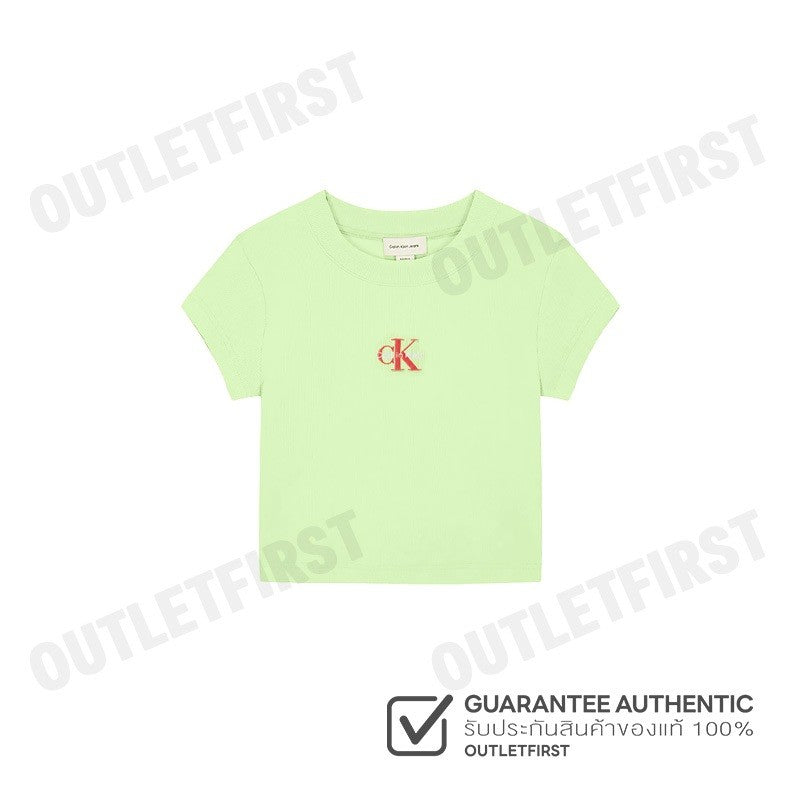 CALVIN KLEIN JEANS รุ่น MONOLOGO BABY TEE CODE: 47AB802 64O เสื้อครอป เสื้อผู้หญิง เสื้อแขนสั้น