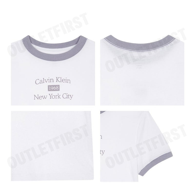 CALVIN KLEIN รุ่น LOGO GRAPHIC CROPPED CLASSIC T-SHIRT CODE 47B808G VVC เสื้อครอป เสื้อแขนสั้น เสื้อผู้หญิง