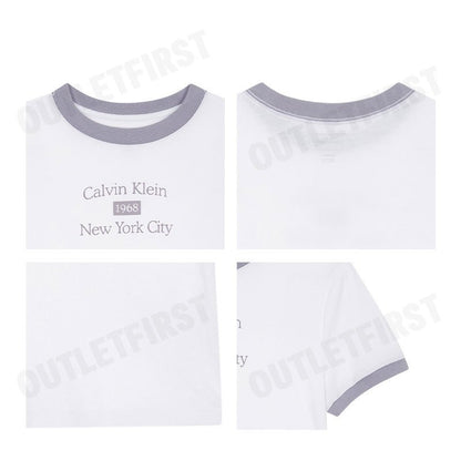 CALVIN KLEIN รุ่น LOGO GRAPHIC CROPPED CLASSIC T-SHIRT CODE 47B808G VVC เสื้อครอป เสื้อแขนสั้น เสื้อผู้หญิง
