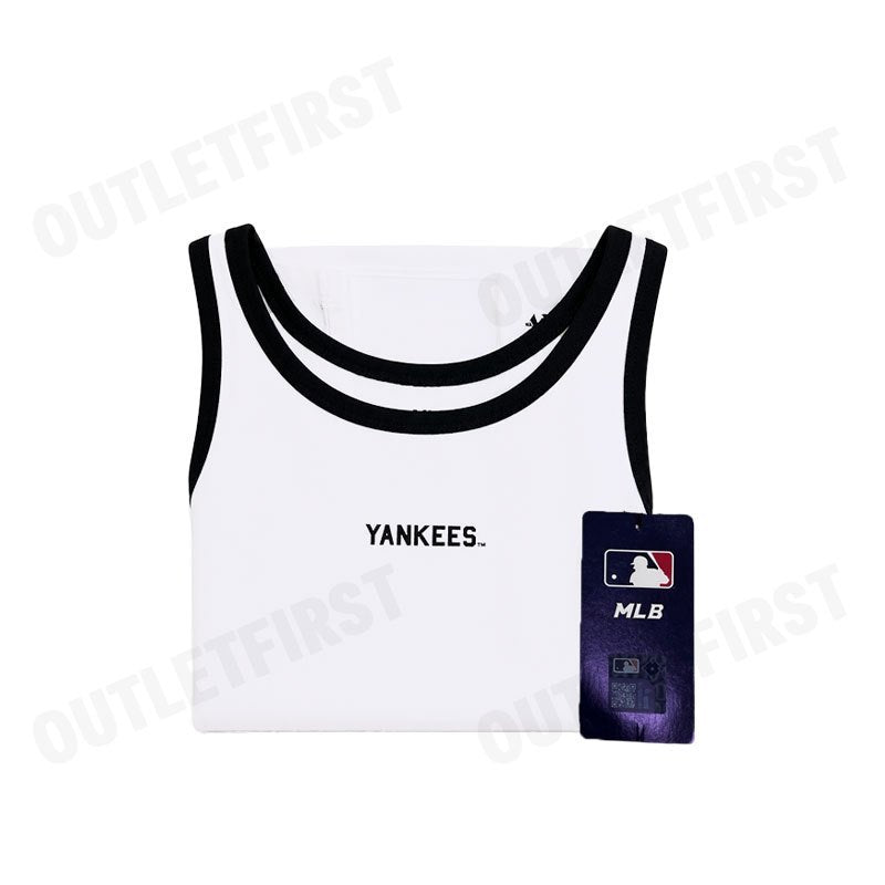 MLB รุ่น VARSITY VINTAGE SLIM-FIT CROPPED SLEEVELESS TOP CODE: 3FTOV0153 50WHS  เสื้อกล้าม เสื้อกล้ามผู้หญิง เสื้อสีขาว