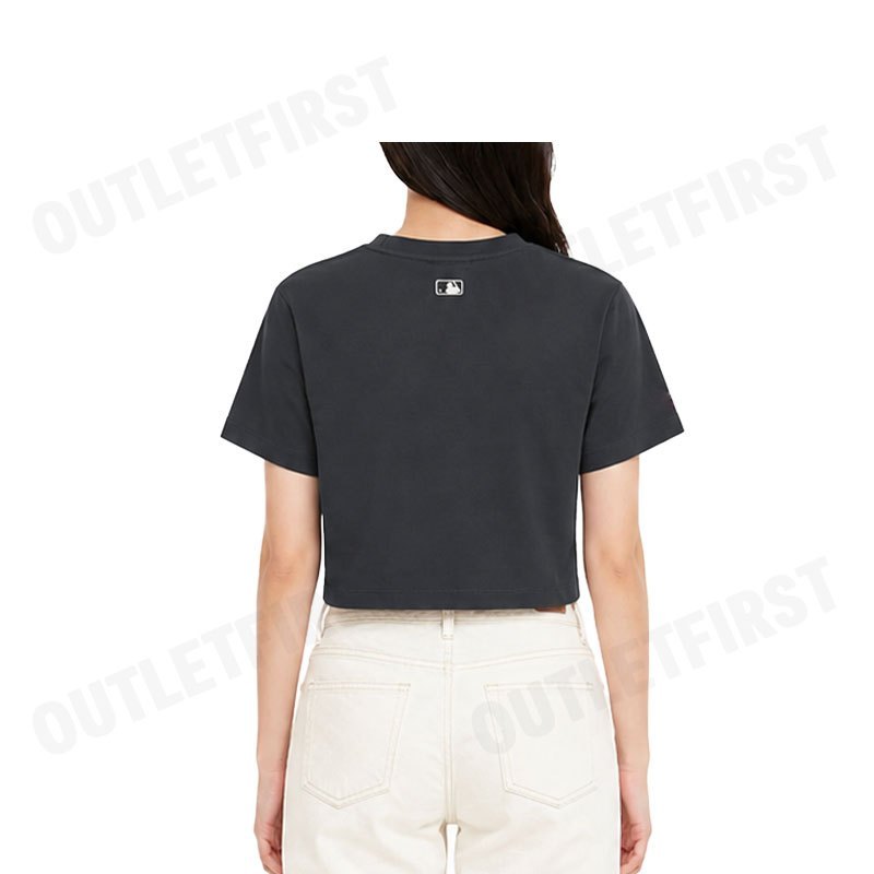 MLB WOMEN'S SUMMER VINTAGE WASHED GRAPHIC CROP SHORT SLEEVE T-SHIRT COLOR GREY CODE: 3FTSX0153 50CGD