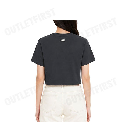 MLB WOMEN'S SUMMER VINTAGE WASHED GRAPHIC CROP SHORT SLEEVE T-SHIRT COLOR GREY CODE: 3FTSX0153 50CGD