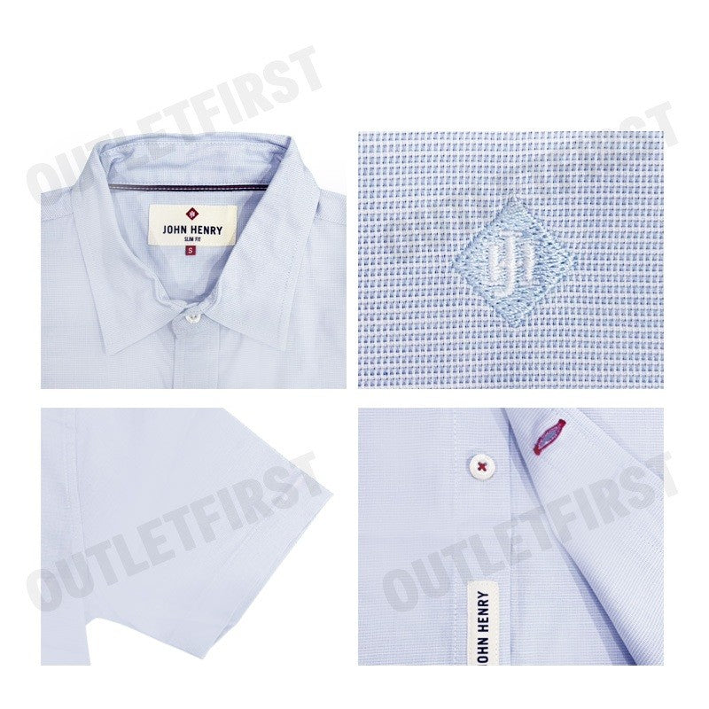 JOHN HENRY รุ่น MEN'S SHORT SLEEVES SLIM FIT SHIRT (BLUE) CODE: JH F424MSSSM40 เสื้อเชิ้ต เสื้อแขนสั้น เสื้อผู้ชาย