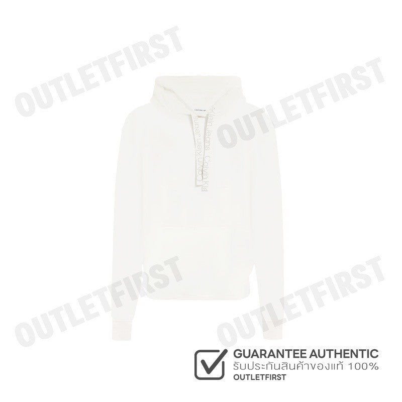 CALVIN KLEIN JEANS รุ่น WOMEN'S DRAWCORD HOODIE CODE: ZW02605 YBI เสื้อสเวตเตอร์ เสื้อผู้หญิง เสื้อสีครีม