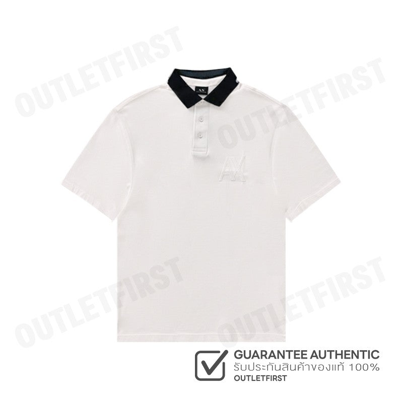ARMANI EXCHANGE รุ่น MEN'S CLASSICS LOOSE FIT OFF WHITE POLO CODE: 6DZFJE ZJLFZ 1116 เสื้อโปโลผู้ชาย เสื้อสีขาว