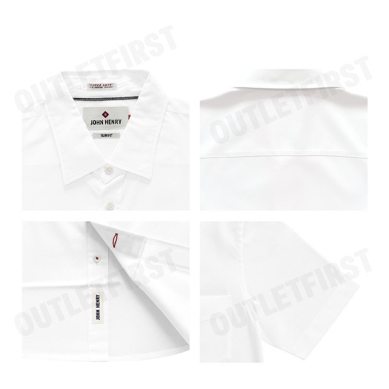 JOHN HENRY รุ่น MEN'S SHORT SLEEVES SLIM FIT SHIRT (WHITE) CODE: JH F624MSSSM53 เสื้อเชิ้ตแขนสั้นผู้ชาย เสื้อสีขาว