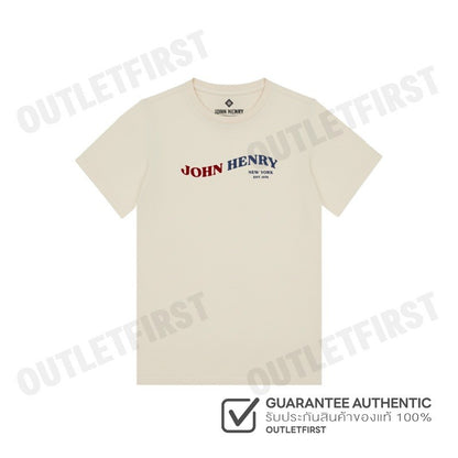 JOHN HENRY รุ่น MEN'S SLIM FIT T-SHIRT (OFF-WHITE) CODE: JH S125MTSSM25 เสื้อยืดคอกลมผู้ชาย เสื้อสีครีม จอร์นเฮนรี่