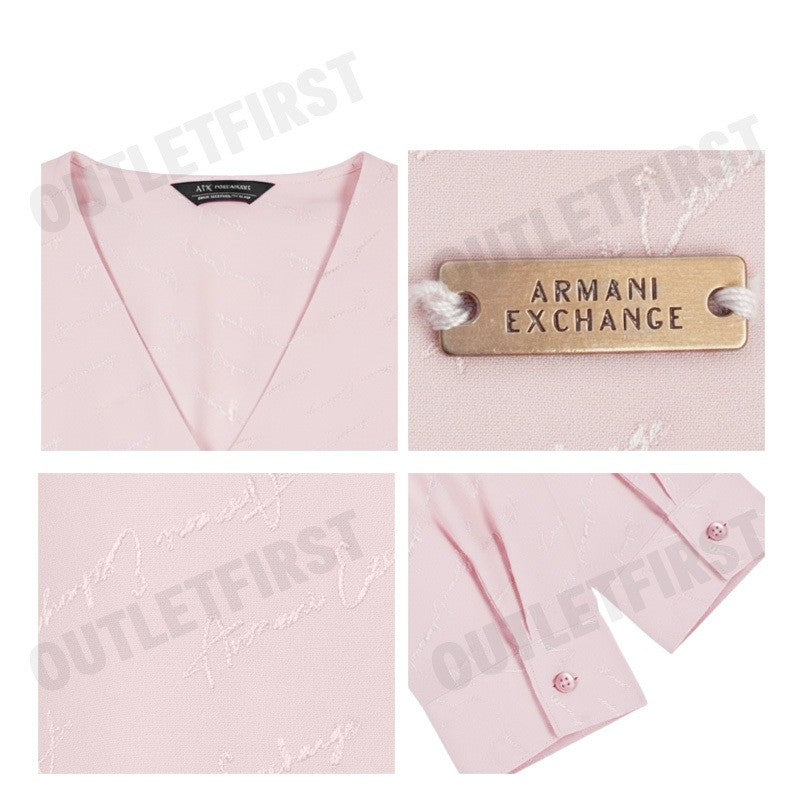 ARMANI EXCHANGE รุ่น OVER FIT SHIRT IN FABRIC WITH ALL OVER LOGO CODE: 6DYC20 YN4VZ 14BQ เสื้อเบลาส์ผู้หญิง เสื้ออมานี่