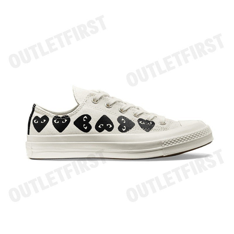 PLAY COMME DES GARÇONS X CONVERSE รุ่น CHUCK 70 MULTI HEART CODE: A08150C รองเท้าผ้าใบ รองเท้าผ้าใบยูนิเซ็กส์
