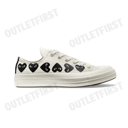 PLAY COMME DES GARÇONS X CONVERSE รุ่น CHUCK 70 MULTI HEART CODE: A08150C รองเท้าผ้าใบ รองเท้าผ้าใบยูนิเซ็กส์