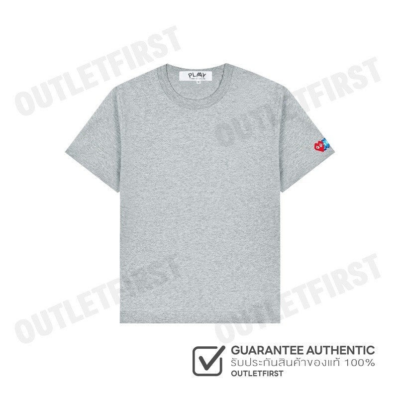 PLAY COMME DES GARÇONS รุ่น MEN T-SHIRT CODE: AZ-T328 (GREY) เสื้อยืดคอกลมผู้ชาย เสื้อหัวใจแดงเอเลี่ยน เสื้อแขนสั้น
