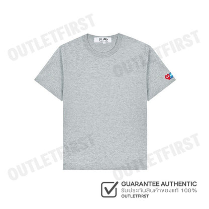 PLAY COMME DES GARÇONS รุ่น MEN T-SHIRT CODE: AZ-T328 (GREY) เสื้อยืดคอกลมผู้ชาย เสื้อหัวใจแดงเอเลี่ยน เสื้อแขนสั้น