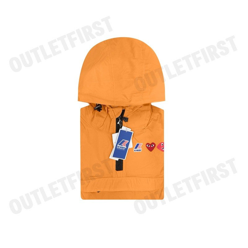 PLAY COMME DES GARÇONS X K-WAY รุ่น MEN HALF ZIP JACKET CODE: AZ J506 051 1 2 (ORANGE/BLACK) เสื้อแจ็คเก็ตผู้ชาย