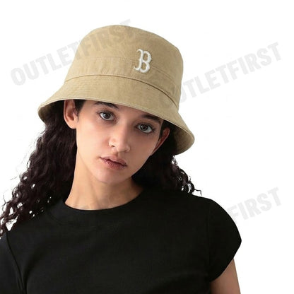 MLB รุ่น BASIC MEDIUM LOGO VINATGE-WASHING BUCKET HAT CODE: 3AHTB035N 43BGL หมวกบักเก็ต หมวกสีเบจ หมวกเอ็มแอลบี