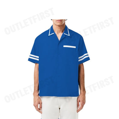 LACOSTE รุ่น MEN'S PRINT COTTON TWILL SHIRT CODE: CH7225 10 ITV เสื้อเชิ้ต เสื้อแขนสั้น เสื้อผู้ชาย