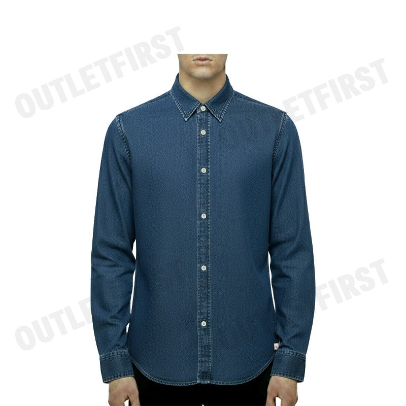 CALVIN KLEIN JEANS MEN'S SLIM FIT DENIM SHIRT COLOR BLUE CODE: J326026 1BJ