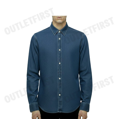CALVIN KLEIN JEANS MEN'S SLIM FIT DENIM SHIRT COLOR BLUE CODE: J326026 1BJ