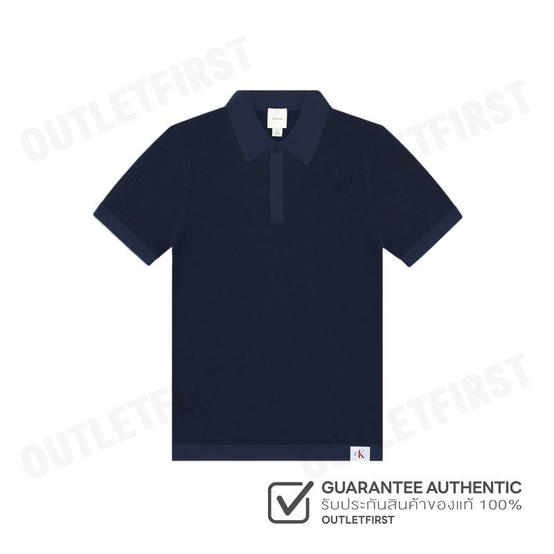 CALVIN KLEIN รุ่น SMOOTH COTTON WAFFLE SWEATER POLO SHIRT CODE: 40BM304 CEF เสื้อโปโล เสื้อแขนสั้น เสื้อผู้ชาย
