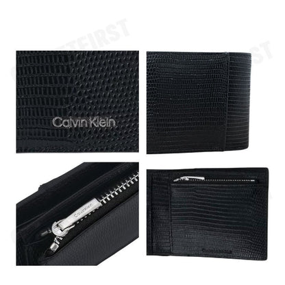 CALVIN KLEIN รุ่น LIZARD EMBOSSED BIFOLD WALLET CODE: 4D1102G UB1 กระเป๋าสตางค์ผู้ชาย ใบสั้น สีดำ