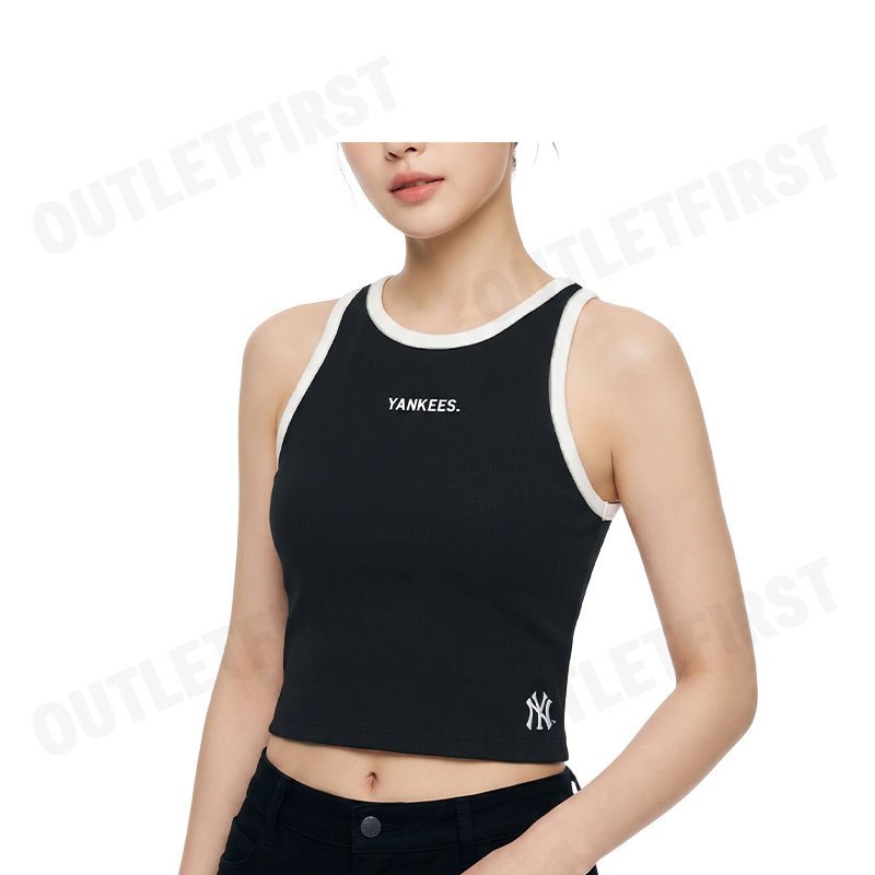 MLB รุ่น VARSITY VINTAGE SLIM-FIT CROPPED SLEEVELESS TOP CODE: 3FTOV0153 50BKS เสื้อกล้าม เสื้อกล้ามผู้หญิง เสื้อสีดำ