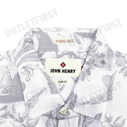 JOHN HENRY รุ่น MEN'S SHORT SLEEVES SLIM FIT SHIRT (WHITE) CODE: JH F424MSSSM32 เสื้อเชิ้ตแขนสั้น เสื้อเชิ้ตผู้ชาย