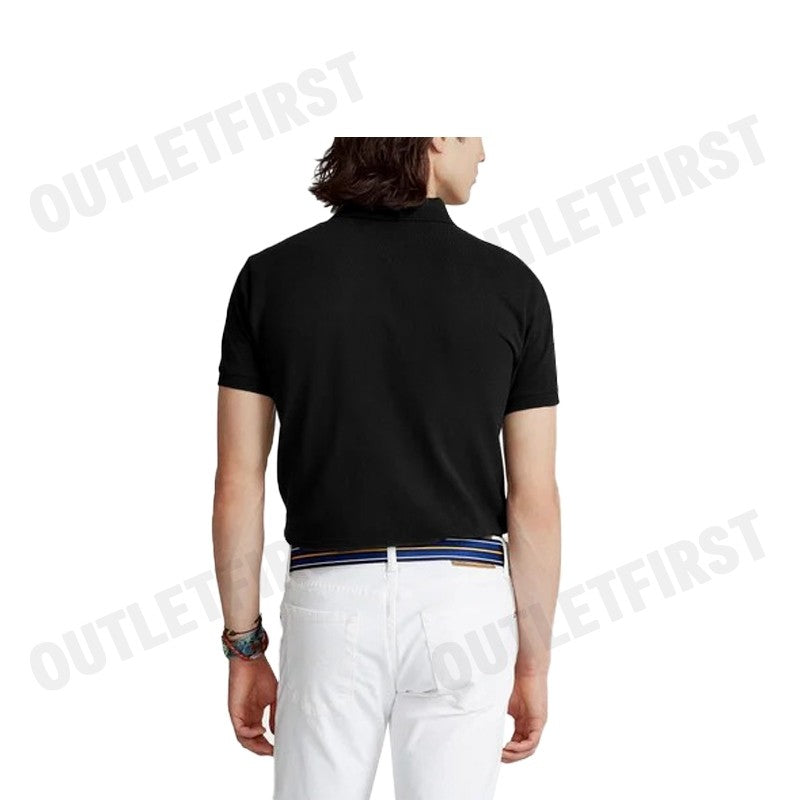 POLO RALPH LAUREN รุ่น CUSTOM SLIM FIT TRIPLE-PONY POLO SHIRT CODE: 710868798003 เสื้อโปโล เสื้อโปโลสีดำ โปโลแขนสั้น