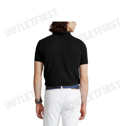 POLO RALPH LAUREN รุ่น CUSTOM SLIM FIT TRIPLE-PONY POLO SHIRT CODE: 710868798003 เสื้อโปโล เสื้อโปโลสีดำ โปโลแขนสั้น