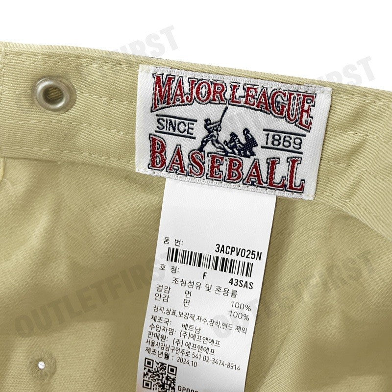 MLB รุ่น APPLIQUED VINTAGE WASHED BASEBALL CAP CODE: 3ACPV025N 43SAS หมวกแก็ป หมวกเบสบอล หมวกสีเบจ