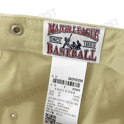 MLB รุ่น APPLIQUED VINTAGE WASHED BASEBALL CAP CODE: 3ACPV025N 43SAS หมวกแก็ป หมวกเบสบอล หมวกสีเบจ