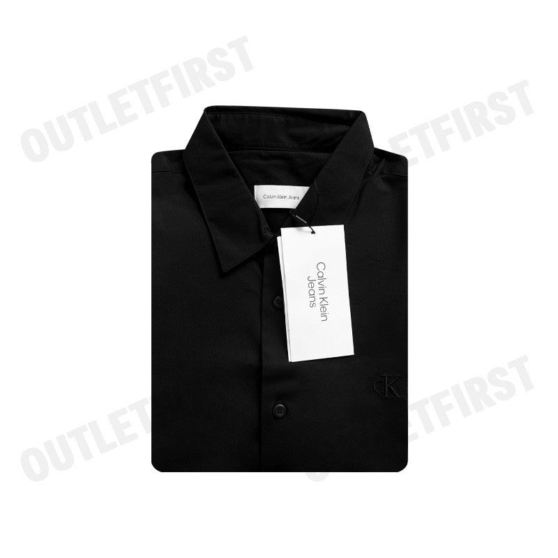 CALVIN KLEIN JEANS รุ่น BASIC MONOGRAM SLIM FIT SHIRT CODE: J326964 BEH เสื้อเชิ้ตแขนสั้น เสื้อผู้ชาย เสื้อสีดำ