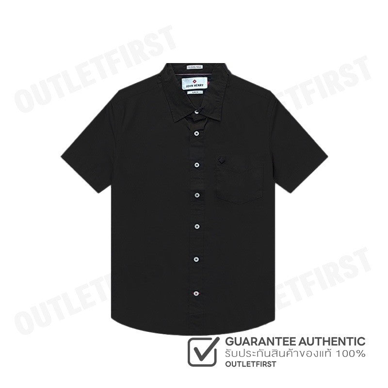 JOHN HENRY รุ่น MEN'S SHORT SLEEVES SLIM FIT SHIRT (BLACK) CODE: JH F624MSSSM53 เสื้อเชิ้ตแขนสั้นผู้ชาย เสื้อสีดำ ทำงาน