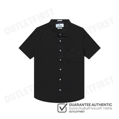 JOHN HENRY รุ่น MEN'S SHORT SLEEVES SLIM FIT SHIRT (BLACK) CODE: JH F624MSSSM53 เสื้อเชิ้ตแขนสั้นผู้ชาย เสื้อสีดำ ทำงาน