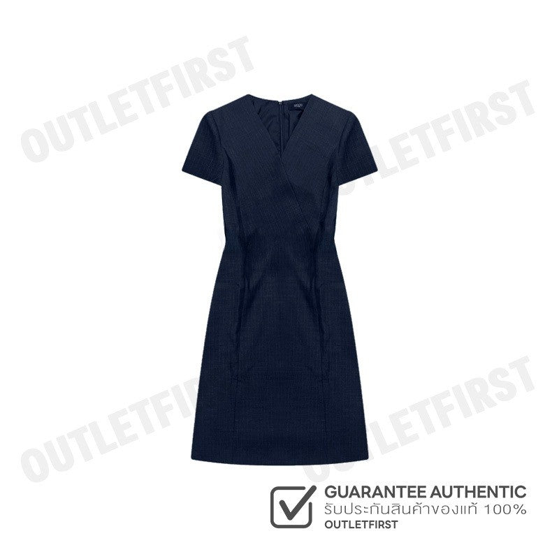 G2000 รุ่น WOMEN CLOTHING STRIPED WRAP DRESS WITH BELT FIT & FLARE SHAPE CODE: 46232096 79 ชุดเดรสผู้หญิง กระโปรง สีกรม