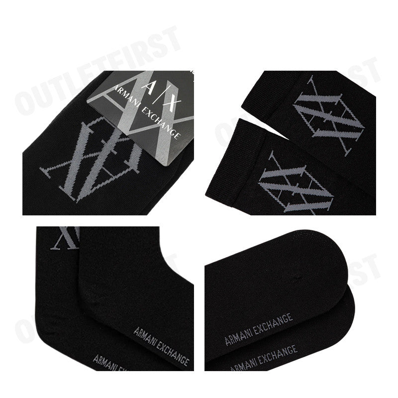 ARMANI EXCHANGE รุ่น RIBBED COTTON SOCKS WITH INLAID LOGO CODE: XW000914 AF13661 UC001 ถุงเท้า ถุงเท้ายูนิเซ็กส์