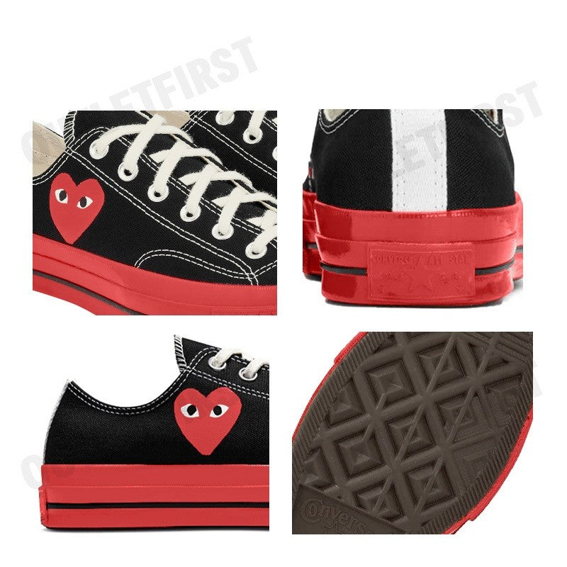 PLAY COMME DES GARÇONS X CONVERSE รุ่น CHUCK 70 LOW TOP CODE: A01795C  รองเท้าผ้าใบ รองเท้าข้อต่ำ รองเท้ายูนิเซ็กส์