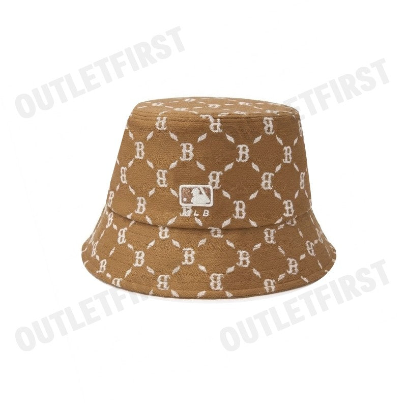 MLB รุ่น JACQUARD DIA MONOGRAM BUCKET HAT CODE: 3AHTM024N 43CAS หมวกบักเก็ต หมวกสีน้ำตาล หมวกยูนิเซ็กส์