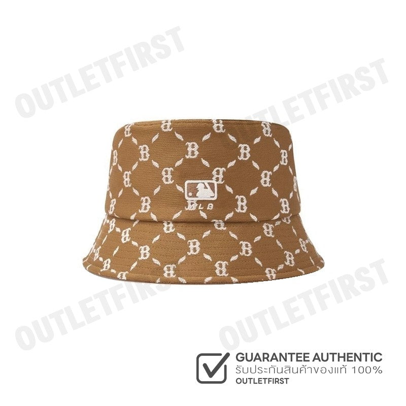 MLB รุ่น JACQUARD DIA MONOGRAM BUCKET HAT CODE: 3AHTM024N 43CAS หมวกบักเก็ต หมวกสีน้ำตาล หมวกยูนิเซ็กส์