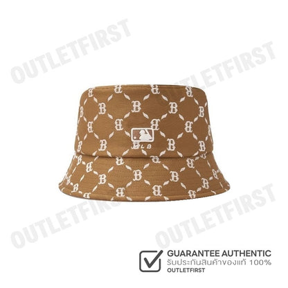MLB รุ่น JACQUARD DIA MONOGRAM BUCKET HAT CODE: 3AHTM024N 43CAS หมวกบักเก็ต หมวกสีน้ำตาล หมวกยูนิเซ็กส์
