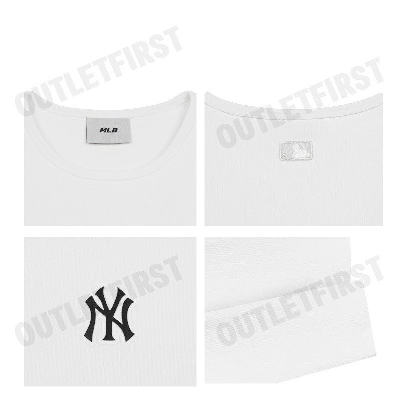 MLB รุ่น WOMEN'S BASIC SLIM FIT CROPPED LONG SLEEVE T-SHIRT CODE: 3FTSB0151 50IVS เสื้อครอปแขนยาวผู้หญิง เสื้อสีขาว