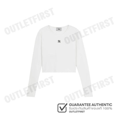 MLB รุ่น WOMEN'S BASIC SLIM FIT CROPPED LONG SLEEVE T-SHIRT CODE: 3FTSB0151 50IVS เสื้อครอปแขนยาวผู้หญิง เสื้อสีขาว