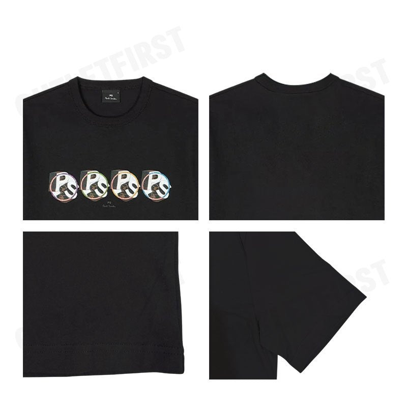 PS PAUL SMITH รุ่น PS CIRCLE LOGO' PRINT T-SHIRT CODE: M2R 220X PP5120 79 เสื้อยืดคอกลม เสื้อยืดสีดำ เสื้อผู้ชาย