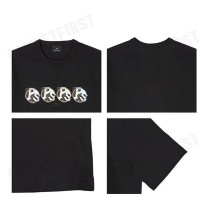 PS PAUL SMITH รุ่น PS CIRCLE LOGO' PRINT T-SHIRT CODE: M2R 220X PP5120 79 เสื้อยืดคอกลม เสื้อยืดสีดำ เสื้อผู้ชาย
