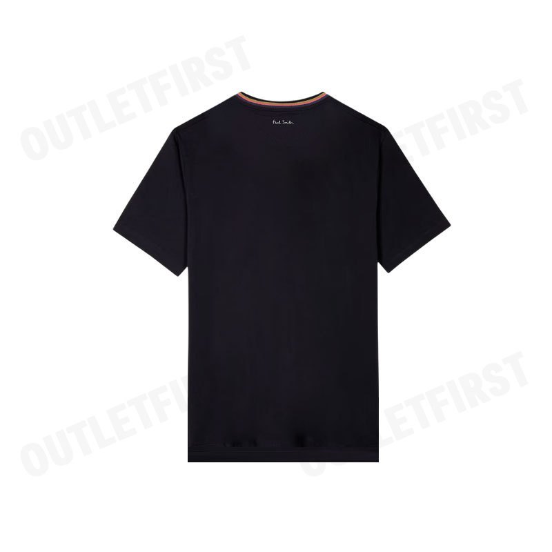 Paul Smith รุ่น 'Artist Stripe' Collar Cotton T-Shirt Code: M1R 697PS H00084 79 เสื้อยืดคอกลม เสื้อยืดผู้ชาย เสื้อสีดำ