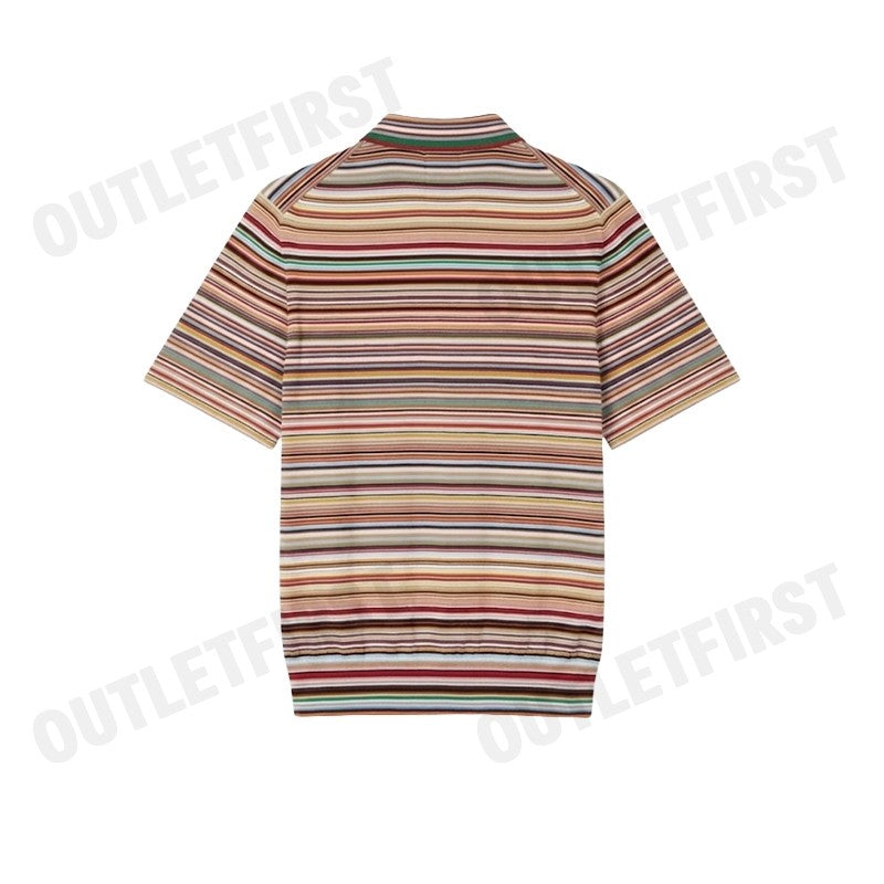 PAUL SMITH รุ่น MEN'S SIGNATURE STRIPE KNIT COTTON POLO SHIRT CODE: M1R 270Y P02682 92 เสื้อโปโล เสื้อแขนสั้น ผู้ชาย