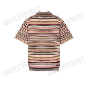PAUL SMITH รุ่น MEN'S SIGNATURE STRIPE KNIT COTTON POLO SHIRT CODE: M1R 270Y P02682 92 เสื้อโปโล เสื้อแขนสั้น ผู้ชาย
