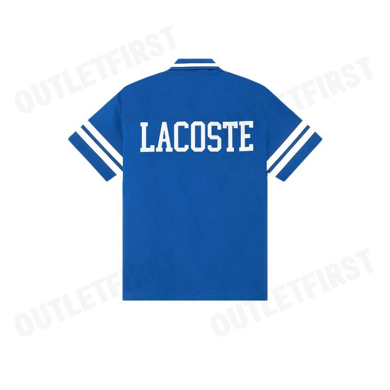 LACOSTE รุ่น MEN'S PRINT COTTON TWILL SHIRT CODE: CH7225 10 ITV เสื้อเชิ้ต เสื้อแขนสั้น เสื้อผู้ชาย