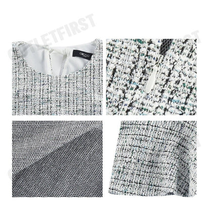 G2000 รุ่น WOMEN CLOTHING MERMAID HEM BOW BACK TWEED DRESS FIT & FLARE SHAPE CODE: 4623139601 ชุดเดรสผู้หญิง เดรสสีขาว